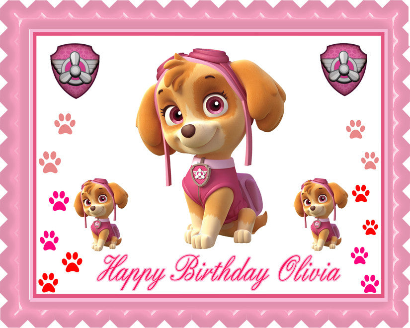 PAW PATROL SKYE 2 Edible Birthday Cake Topper OR Cupcake Topper, Decor - Edible Prints On Cake (Edible Cake &Cupcake Topper)