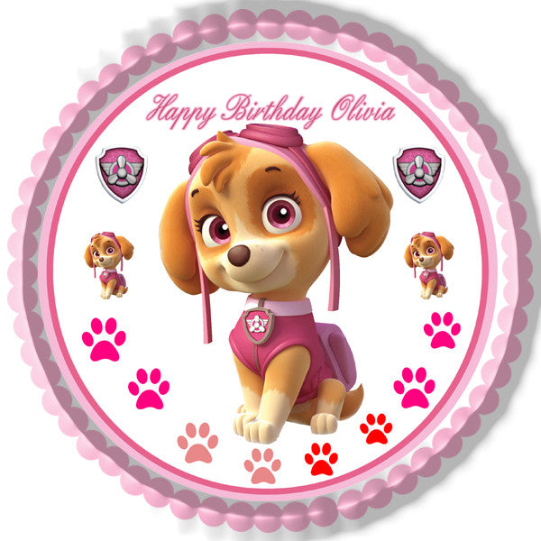 PAW PATROL SKYE 2 Edible Birthday Cake Topper OR Cupcake Topper, Decor - Edible Prints On Cake (Edible Cake &Cupcake Topper)