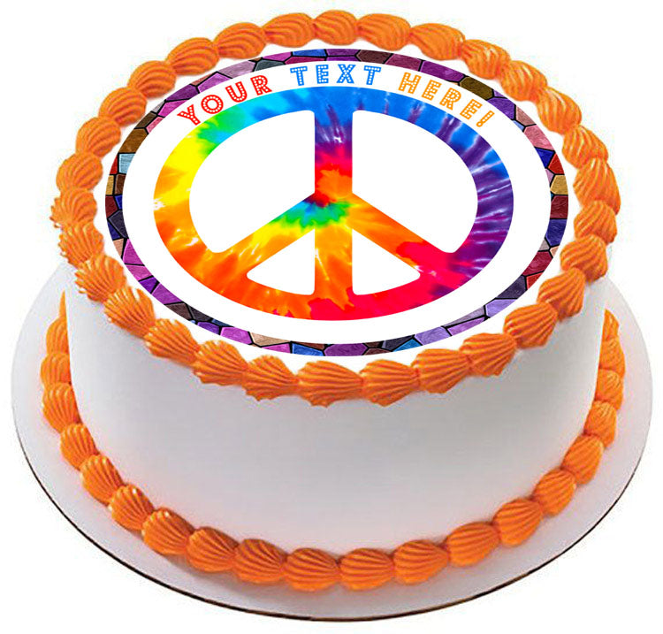 Peace Sign - Edible Cake Topper, Cupcake Toppers, Strips