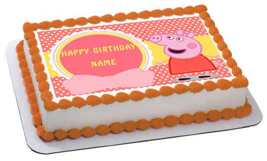 Peppa Pig 1 Edible Birthday Cake Topper OR Cupcake Topper, Decor - Edible Prints On Cake (Edible Cake &Cupcake Topper)