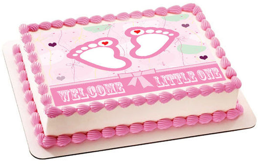 Pink Baby Feet Foot - Edible Birthday Cake Topper OR Cupcake Topper, Decor