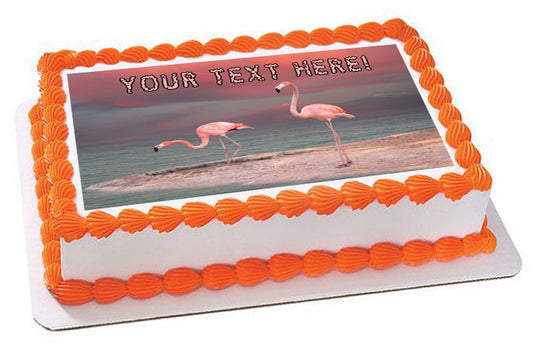 Pink Flamingo (Nr2) - Edible Cake Topper, Cupcake Toppers, Strips