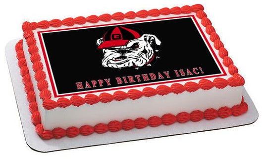 Georgia Bulldogs Edible Birthday Cake Topper OR Cupcake Topper, Decor - Edible Prints On Cake (Edible Cake &Cupcake Topper)