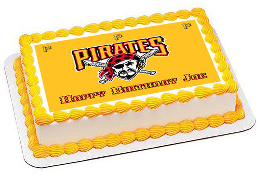 Pittsburgh Pirates Edible Birthday Cake Topper OR Cupcake Topper, Decor - Edible Prints On Cake (Edible Cake &Cupcake Topper)