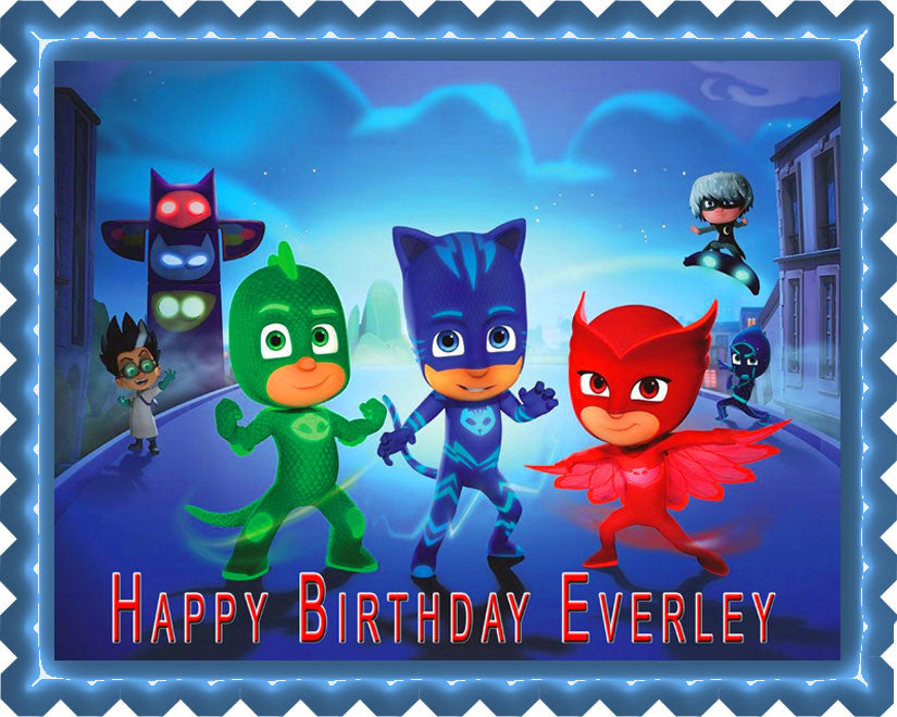 PJ MASKS (Nr1) - Edible Cake Topper OR Cupcake Topper, Decor