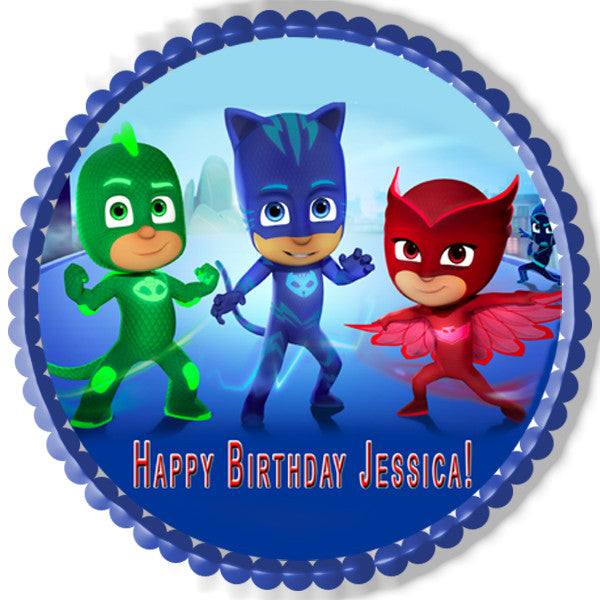 PJ MASKS 1 Edible Birthday Cake Topper OR Cupcake Topper, Decor - Edible Prints On Cake (Edible Cake &Cupcake Topper)