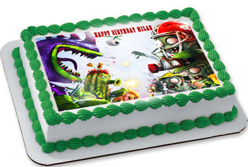Plants vs Zombies 3 Edible Birthday Cake Topper OR Cupcake Topper, Decor - Edible Prints On Cake (Edible Cake &Cupcake Topper)