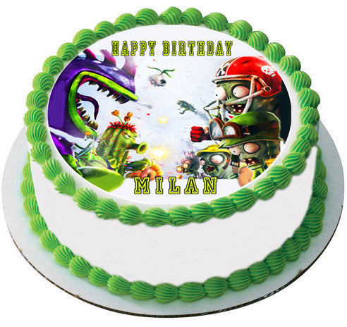 Plants vs Zombies 3 Edible Birthday Cake Topper OR Cupcake Topper, Decor - Edible Prints On Cake (Edible Cake &Cupcake Topper)