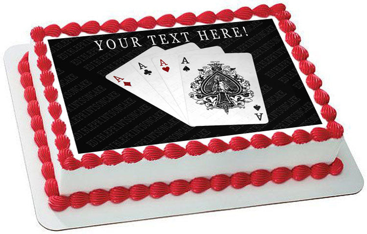 Playing Cards 4 A - Edible Cake Topper, Cupcake Toppers, Strips