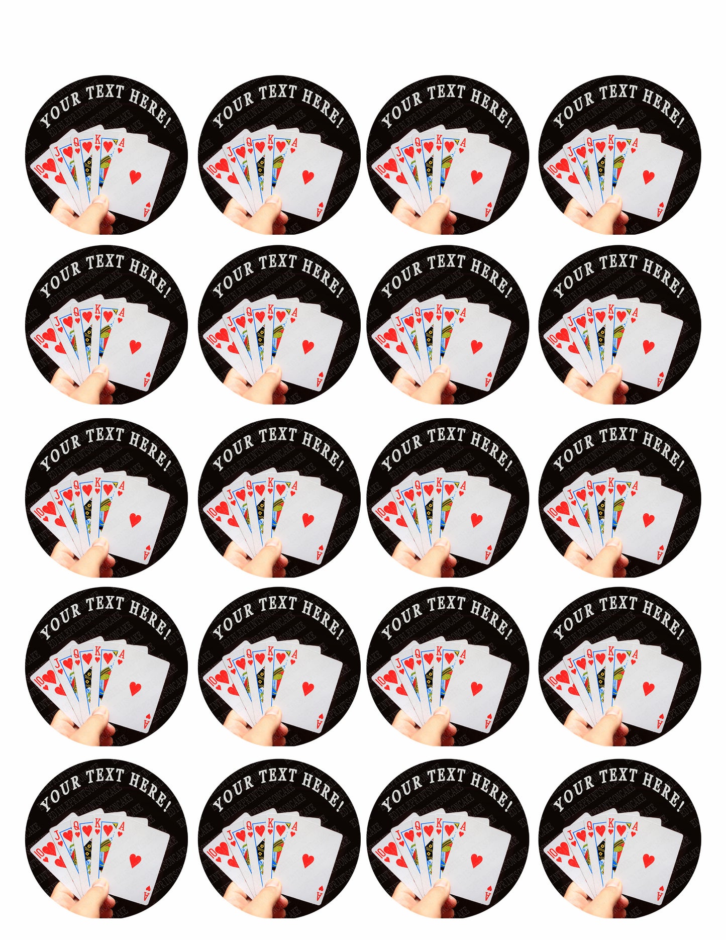 Playing Poker Cards - Edible Cake Topper, Cupcake Toppers, Strips