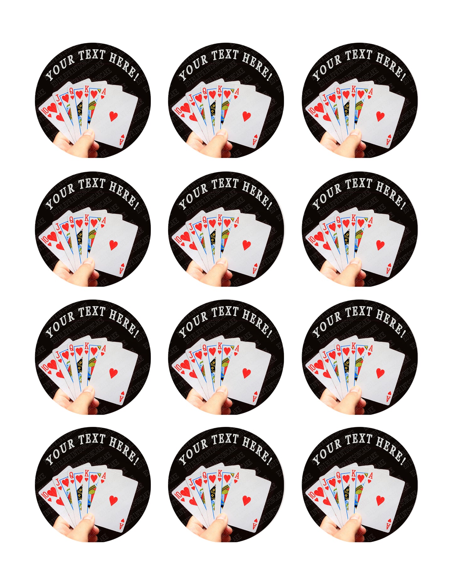 Playing Poker Cards - Edible Cake Topper, Cupcake Toppers, Strips