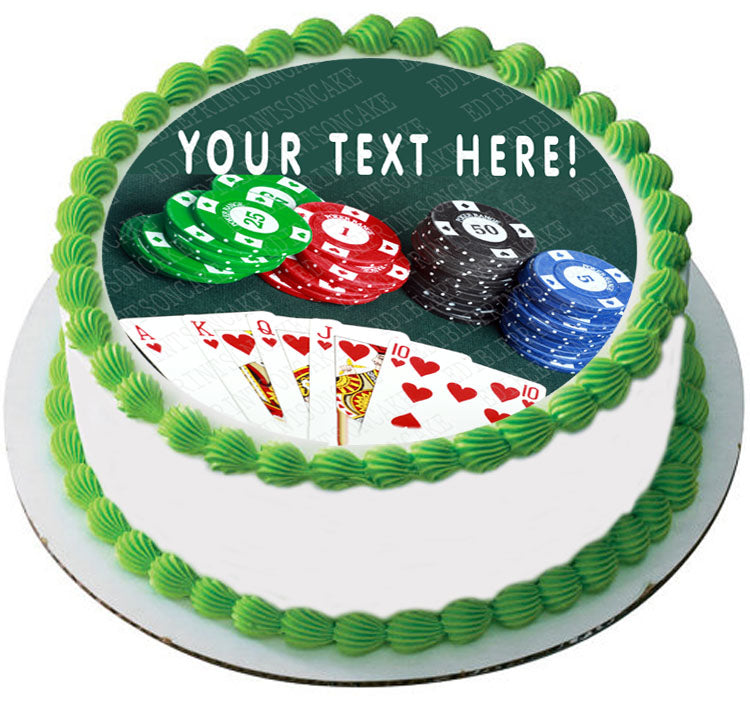 Poker Cards and Chips - Edible Cake Topper, Cupcake Toppers, Strips