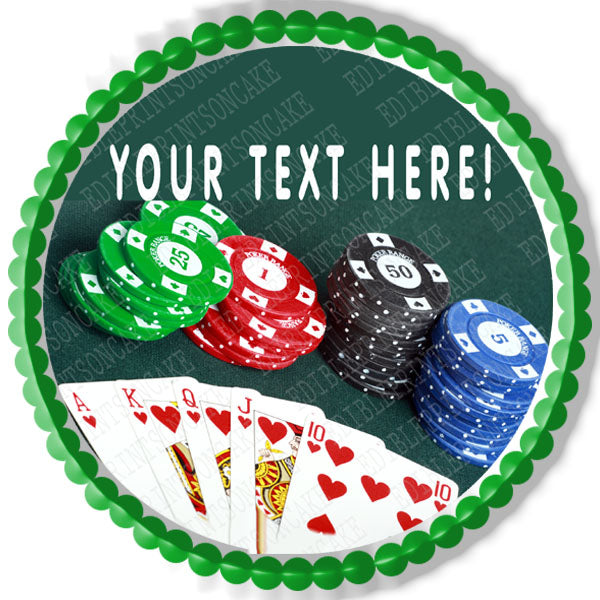 Poker Cards and Chips - Edible Cake Topper, Cupcake Toppers, Strips