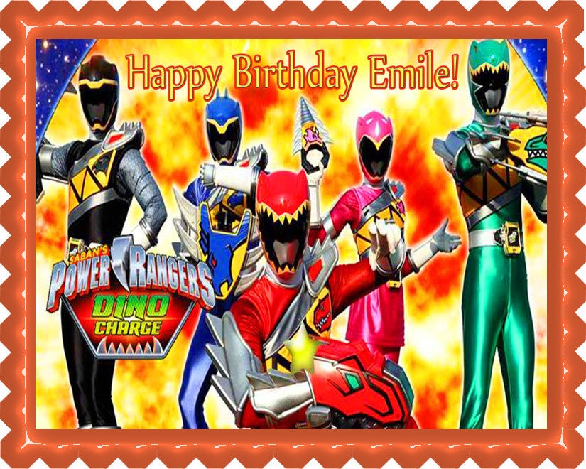 Power Rangers Dino Charge 1 Edible Birthday Cake Topper OR Cupcake Topper, Decor - Edible Prints On Cake (Edible Cake &Cupcake Topper)