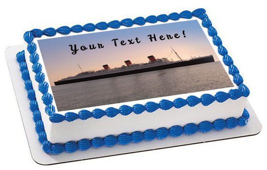 Queen Mary Sister Ship of the Titanic - Edible Cake Topper, Cupcake Toppers, Strips