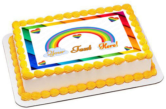 Rainbow Theme - Edible Cake Topper, Cupcake Toppers, Strips