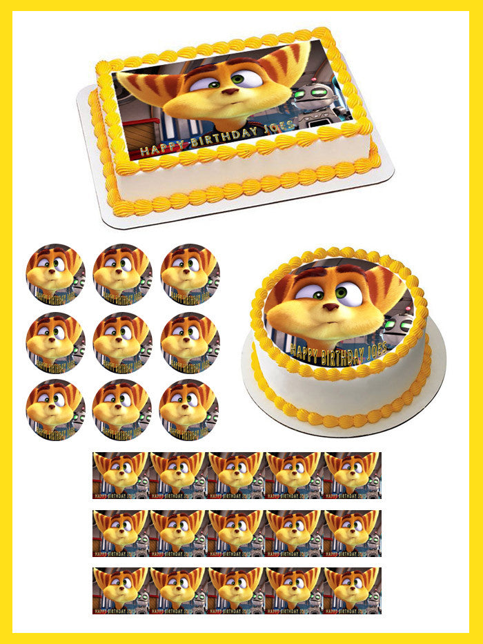 Ratchet & Clank 2 Edible Birthday Cake Topper OR Cupcake Topper, Decor - Edible Prints On Cake (Edible Cake &Cupcake Topper)