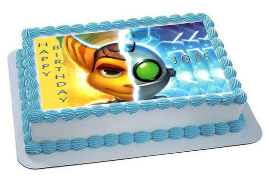 Ratchet & Clank 1 Edible Birthday Cake Topper OR Cupcake Topper, Decor - Edible Prints On Cake (Edible Cake &Cupcake Topper)