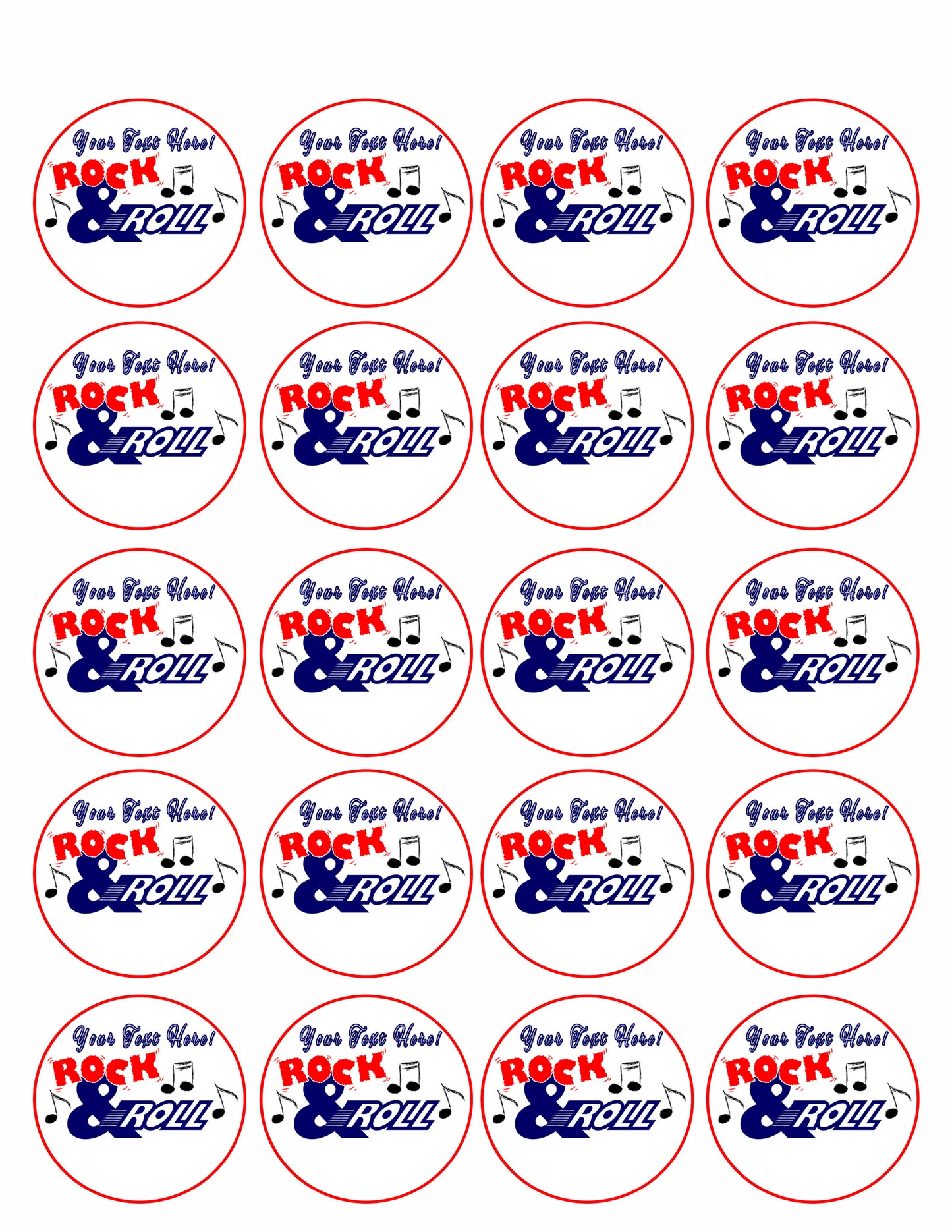 Rock & Roll - Edible Cake Topper, Cupcake Toppers, Strips