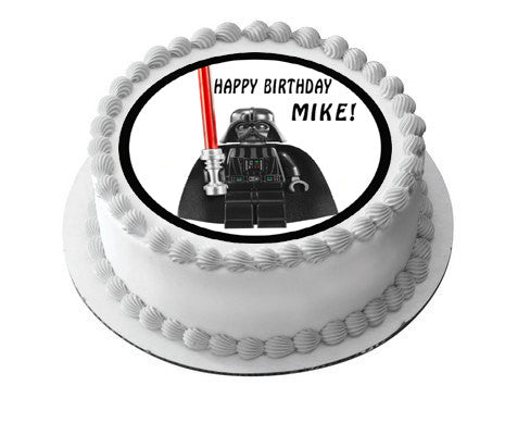 Lego Darth Vader Edible Birthday Cake Topper OR Cupcake Topper, Decor - Edible Prints On Cake (Edible Cake &Cupcake Topper)