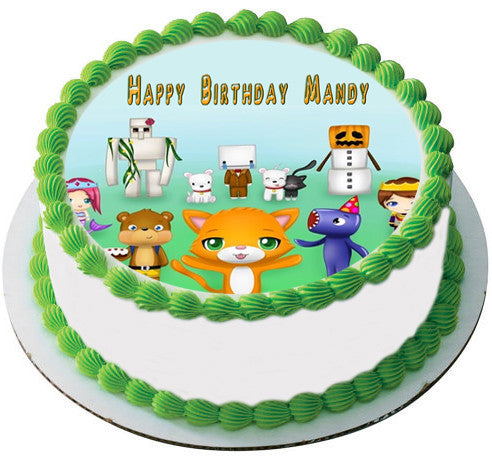 STAMPY CAT AND HIS FRIENDS Edible Birthday Cake Topper OR Cupcake Topper, Decor - Edible Prints On Cake (Edible Cake &Cupcake Topper)