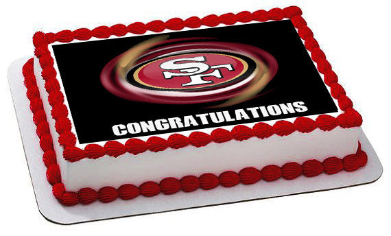 San Francisco 49ers (B) - Edible Cake Topper OR Cupcake Topper, Decor