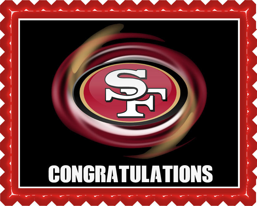 San Francisco 49ers (B) - Edible Cake Topper OR Cupcake Topper, Decor