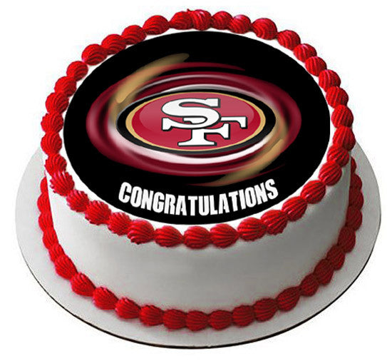 San Francisco 49ers (B) - Edible Cake Topper OR Cupcake Topper, Decor