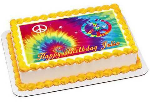 Tie Dye Peace - Edible Cake Topper OR Cupcake Topper, Decor