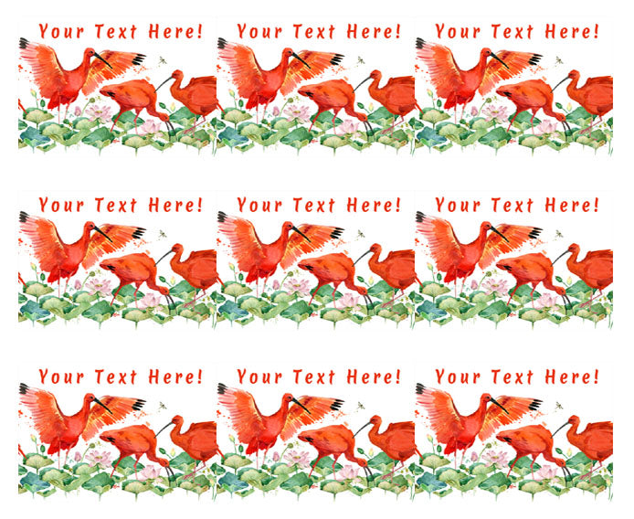 Scarlet Ibis Tropical Bird - Edible Cake Topper, Cupcake Toppers, Strips