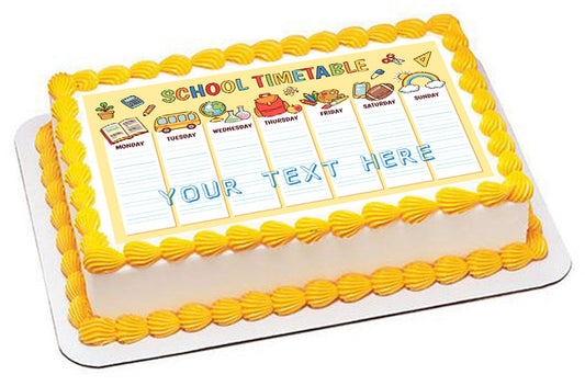 School Timetable - Edible Cake Topper, Cupcake Toppers, Strips