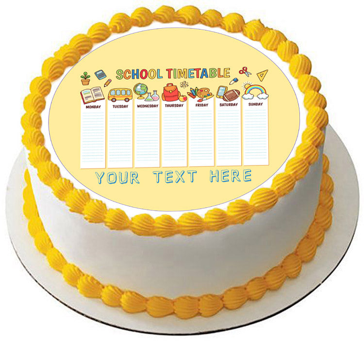 School Timetable - Edible Cake Topper, Cupcake Toppers, Strips