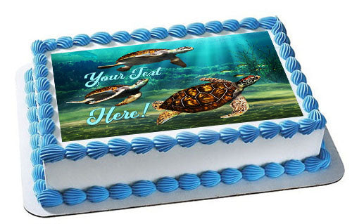 Sea Turtles - Edible Cake Topper, Cupcake Toppers, Strips