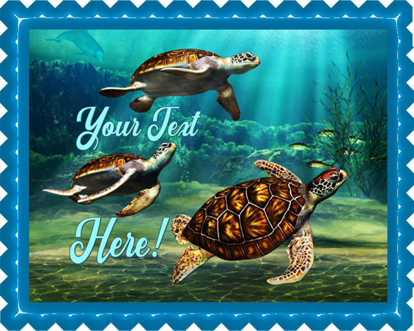 Sea Turtles - Edible Cake Topper, Cupcake Toppers, Strips