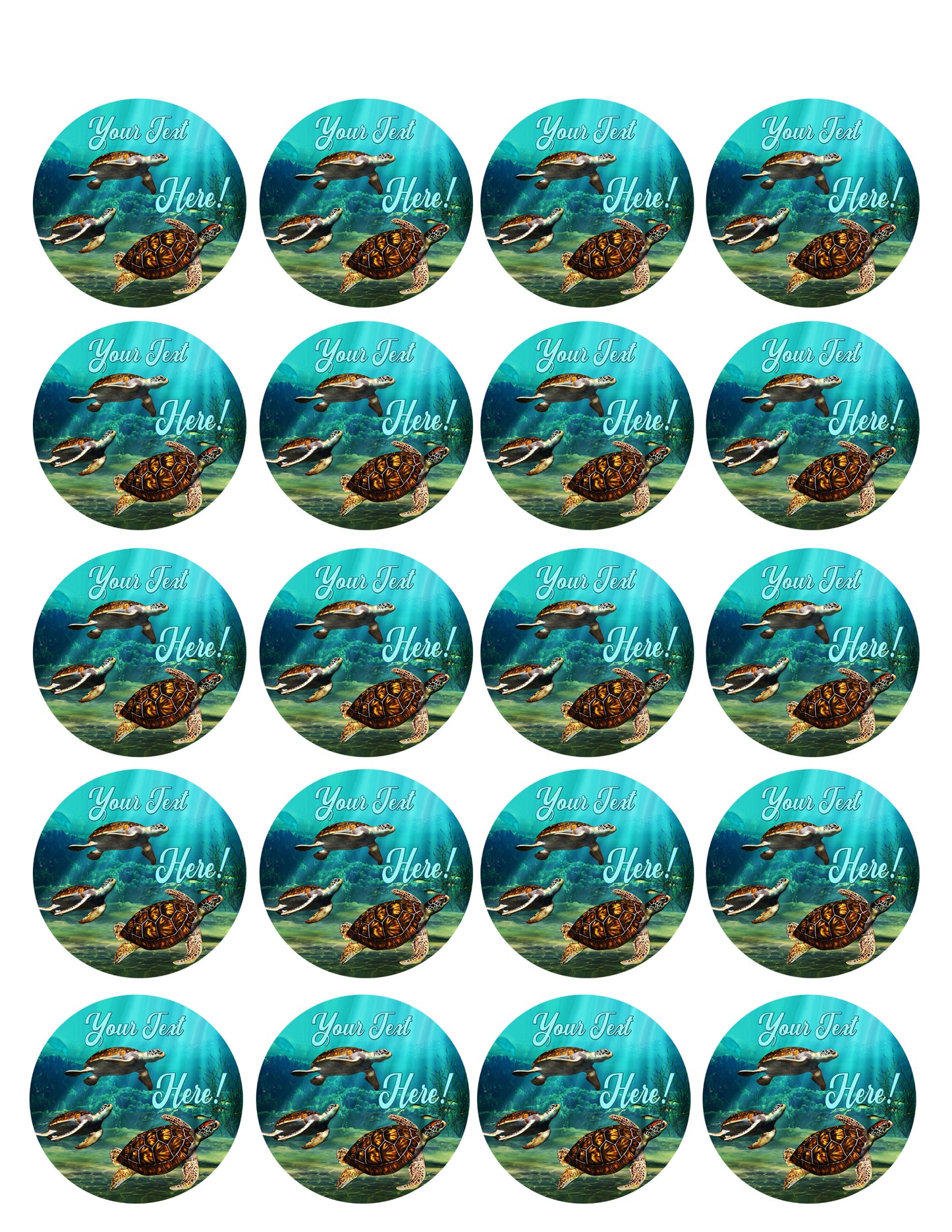 Sea Turtles - Edible Cake Topper, Cupcake Toppers, Strips