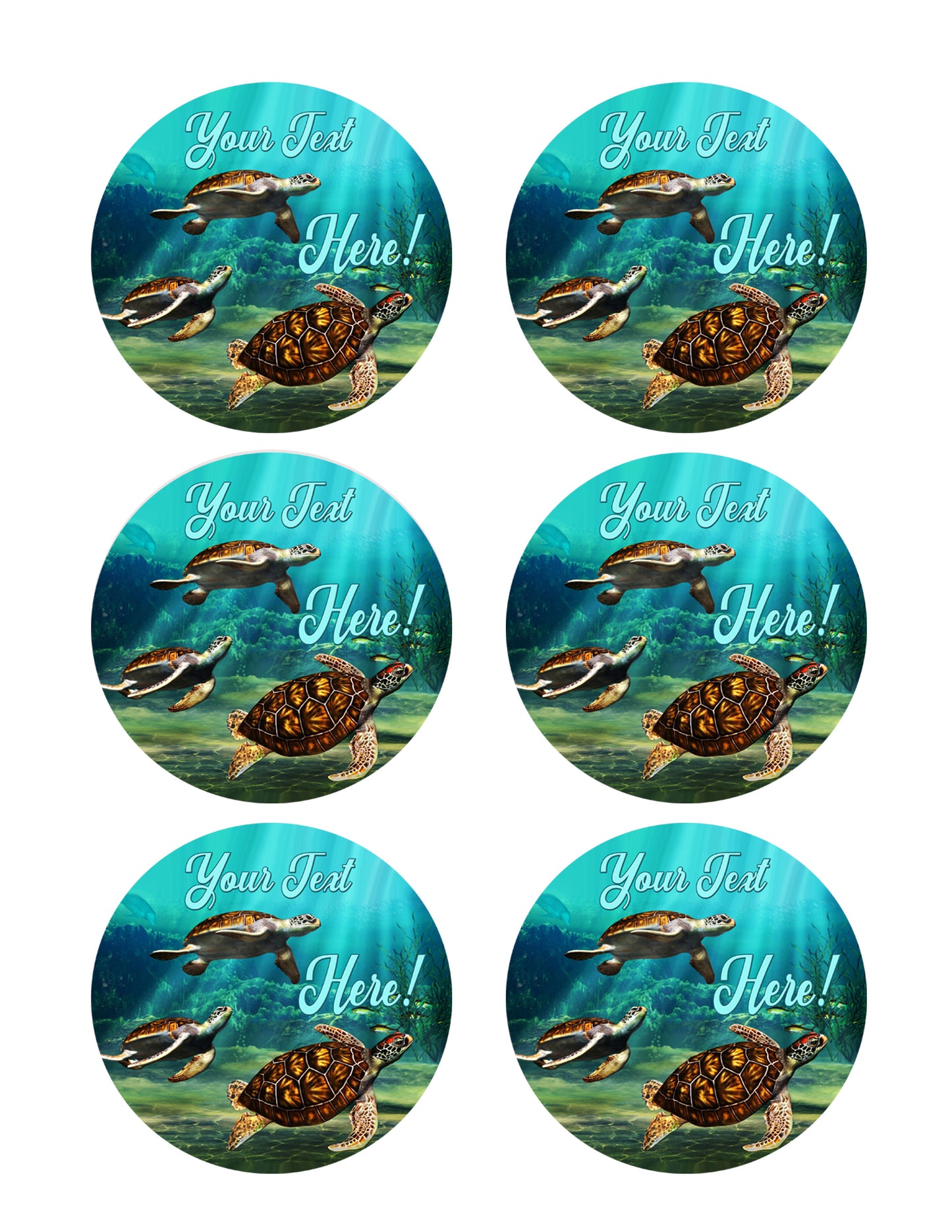 Sea Turtles - Edible Cake Topper, Cupcake Toppers, Strips