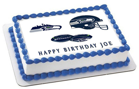SEATTLE SEAHAWKS - Edible Cake Topper OR Cupcake Topper, Decor