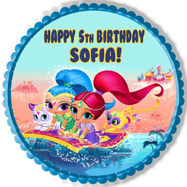 Shimmer and Shine Edible Birthday Cake Topper OR Cupcake Topper, Decor - Edible Prints On Cake (Edible Cake &Cupcake Topper)