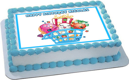 SHOPKINS 3 Edible Birthday Cake Topper OR Cupcake Topper, Decor - Edible Prints On Cake (Edible Cake &Cupcake Topper)