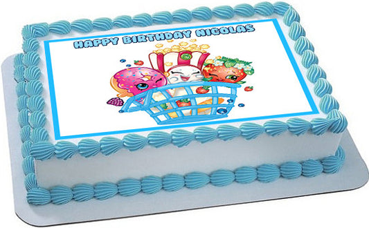 SHOPKINS 3 Edible Birthday Cake Topper OR Cupcake Topper, Decor - Edible Prints On Cake (Edible Cake &Cupcake Topper)