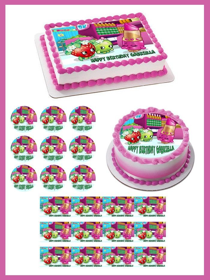 SHOPKINS 1 Edible Birthday Cake Topper OR Cupcake Topper, Decor - Edible Prints On Cake (Edible Cake &Cupcake Topper)