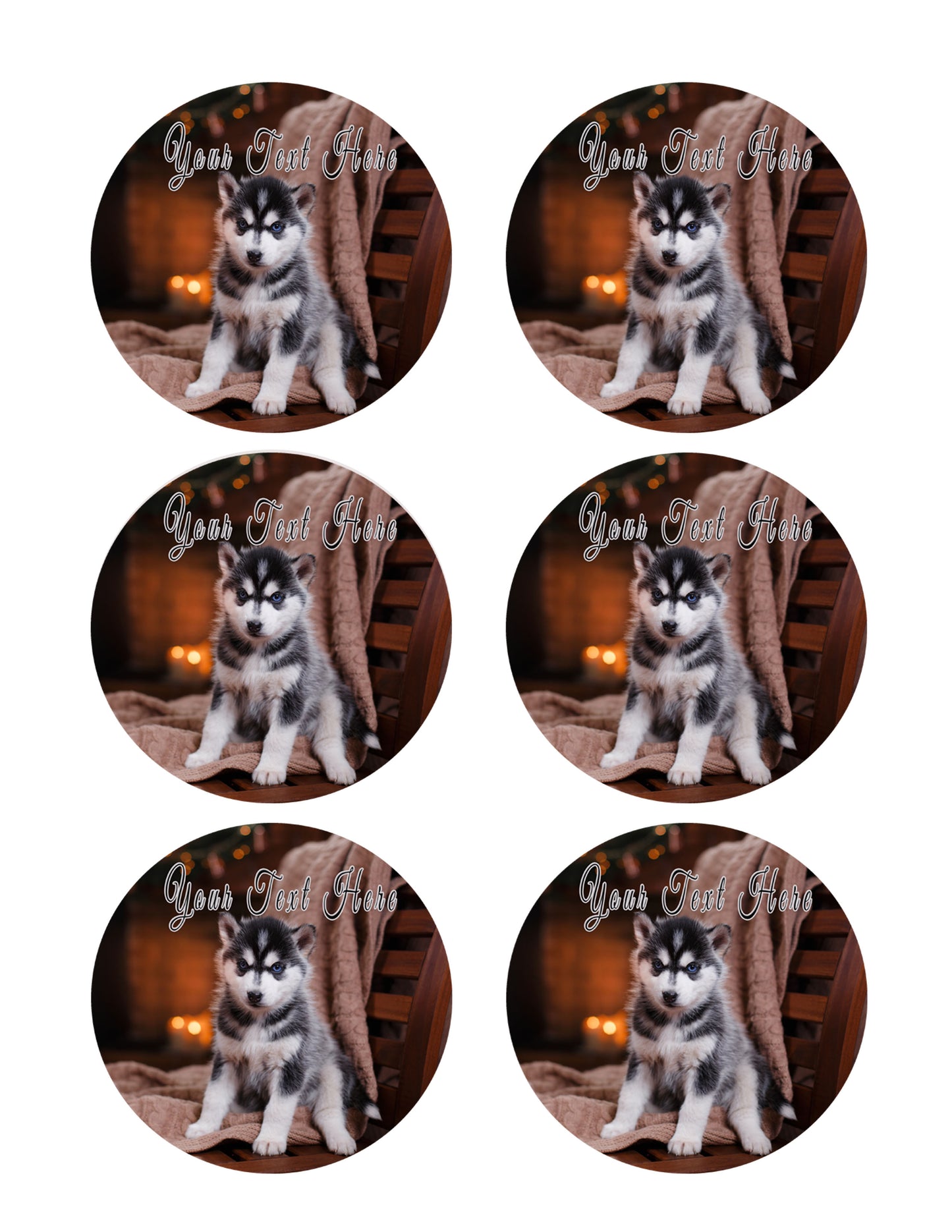 Husky Puppy - Edible Cake Topper, Cupcake Toppers, Strips