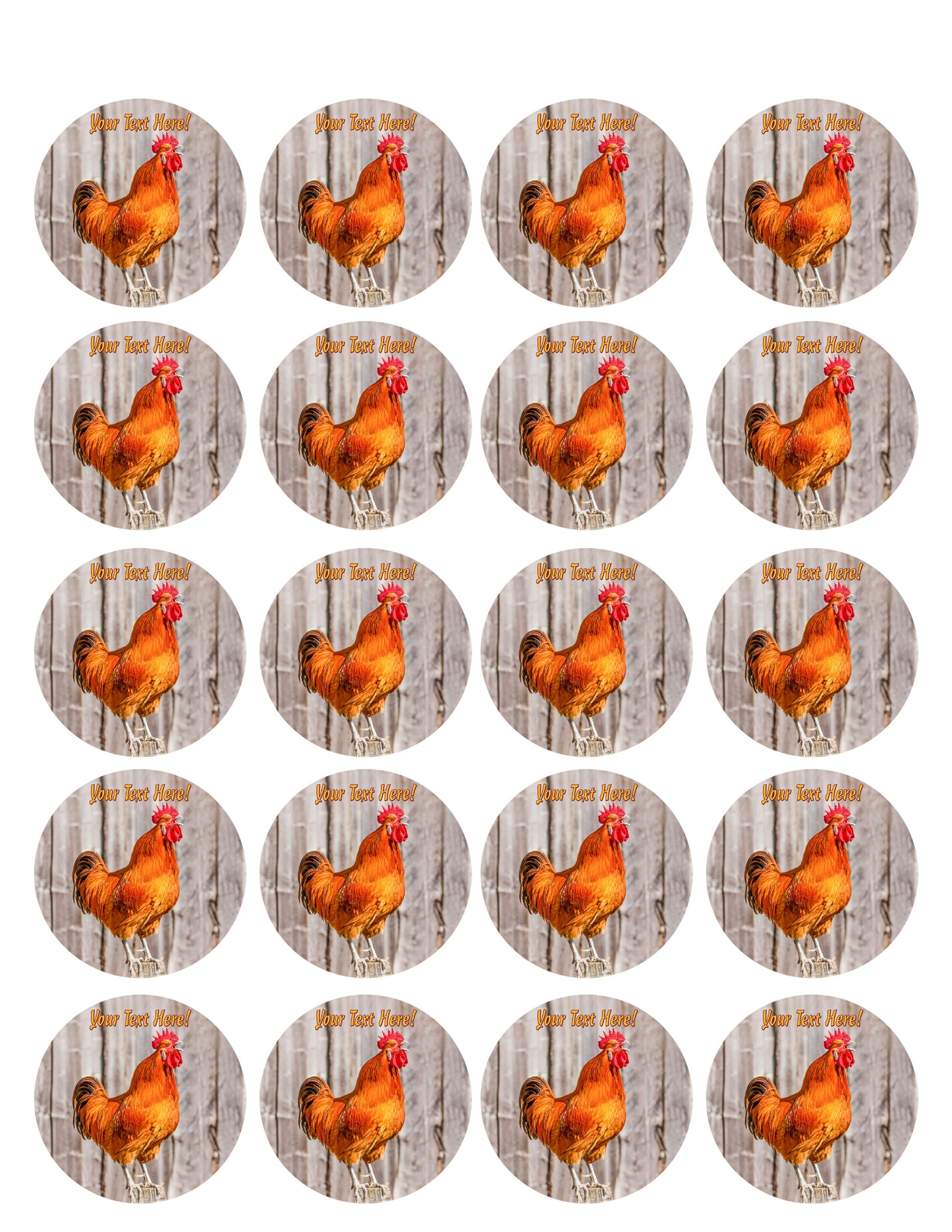 Singing Red Rooster - Edible Cake Topper, Cupcake Toppers, Strips