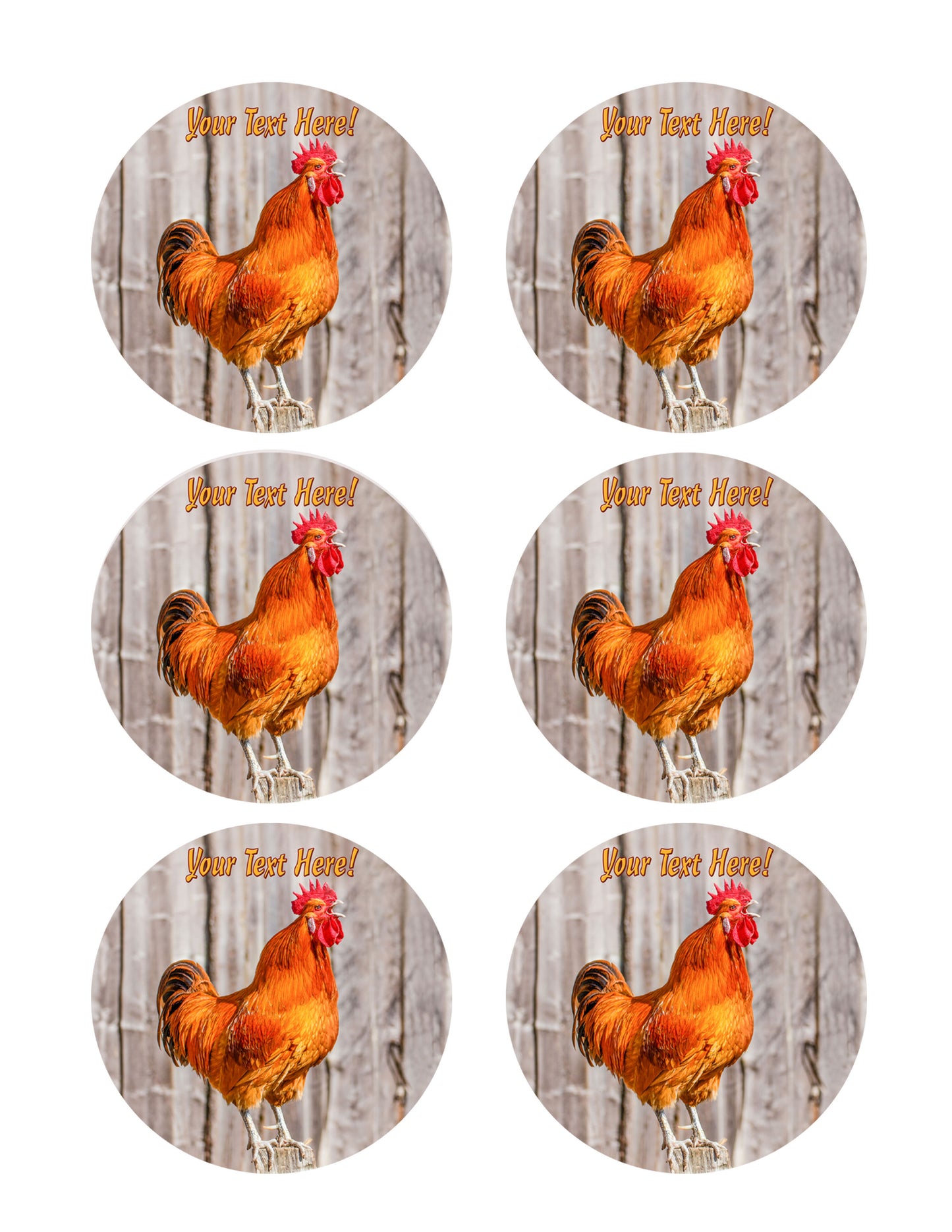 Singing Red Rooster - Edible Cake Topper, Cupcake Toppers, Strips