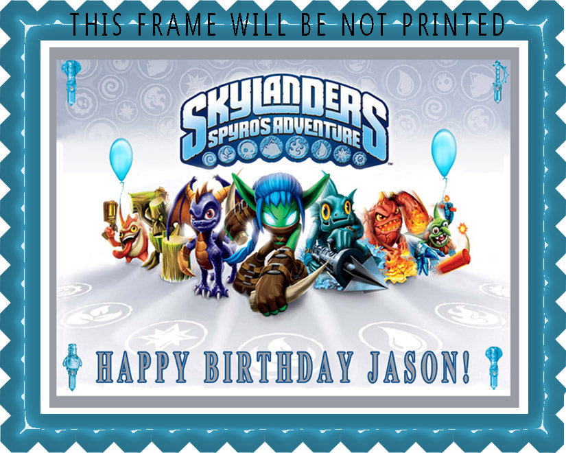 Skylanders Spyro's Adventure - Edible Cake and Cupcake Topper