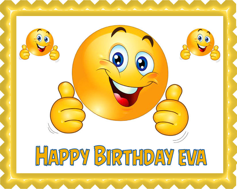 Smile Face Edible Birthday Cake Topper OR Cupcake Topper, Decor - Edible Prints On Cake (Edible Cake &Cupcake Topper)