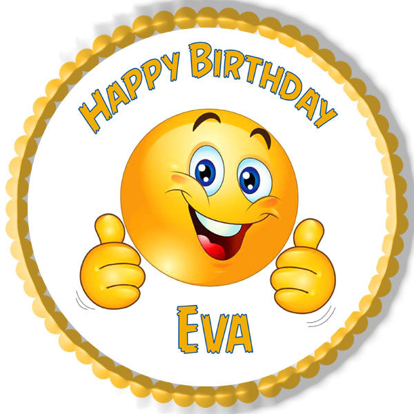Smile Face Edible Birthday Cake Topper OR Cupcake Topper, Decor - Edible Prints On Cake (Edible Cake &Cupcake Topper)