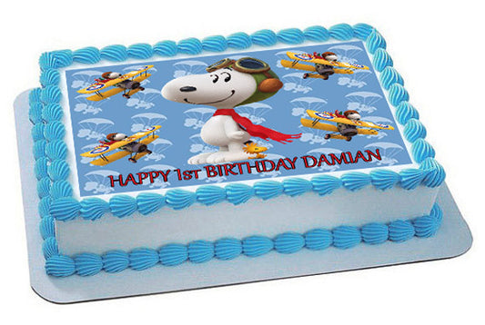 Snoopy Flying Ace - Edible Cake Topper OR Cupcake Topper, Decor