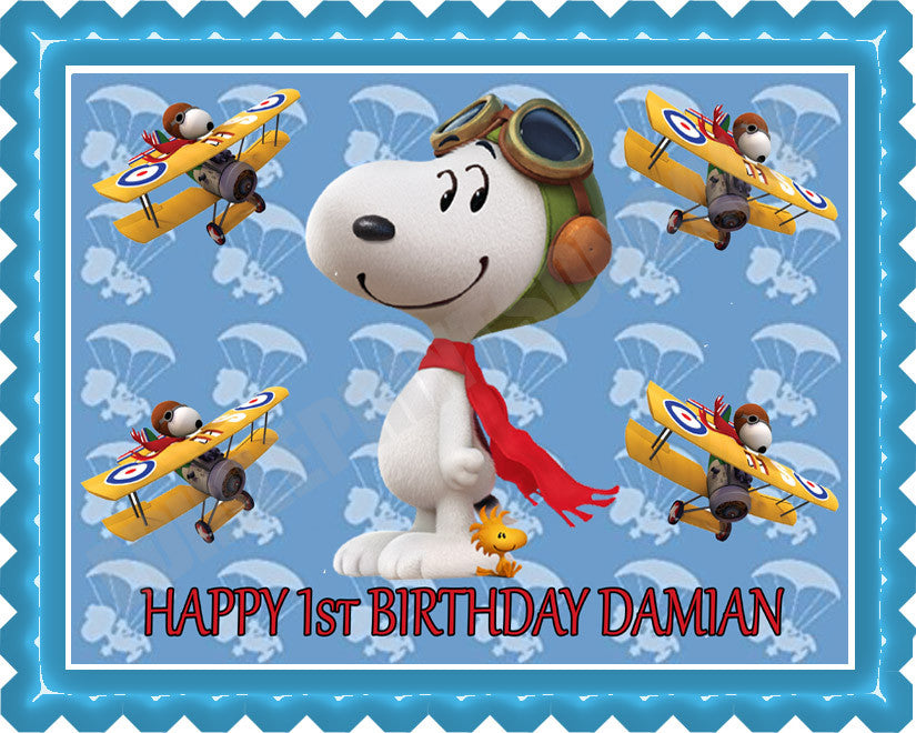 Snoopy Flying Ace - Edible Cake Topper OR Cupcake Topper, Decor
