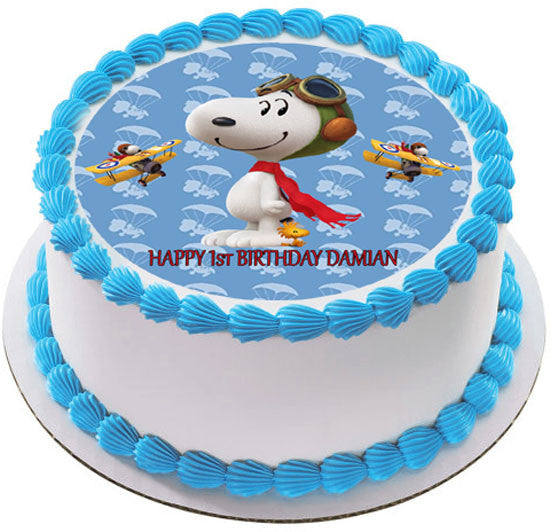 Snoopy Flying Ace - Edible Cake Topper OR Cupcake Topper, Decor
